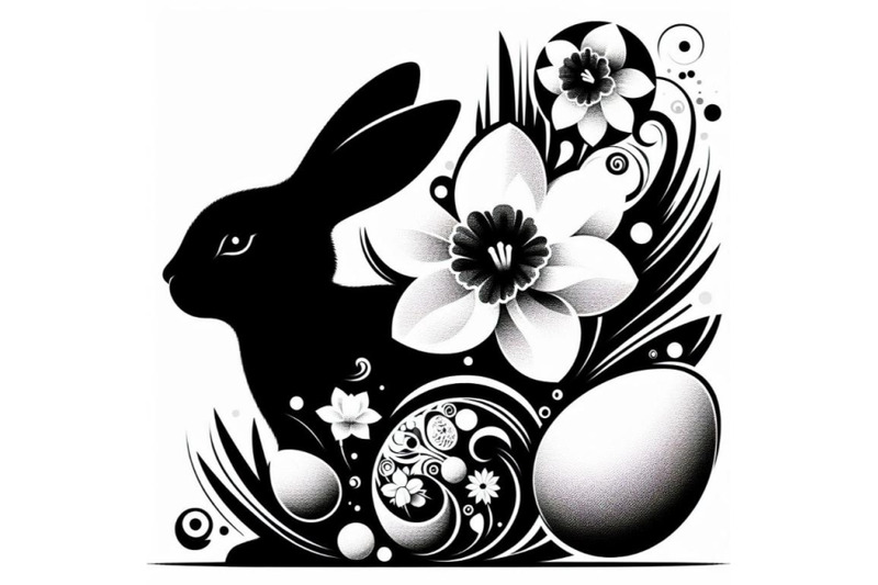 bundle-of-abstract-bunny-eggs-blooming-narcissus-flower