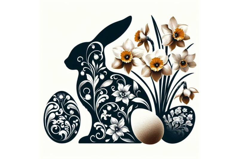 bundle-of-abstract-bunny-eggs-blooming-narcissus-flower