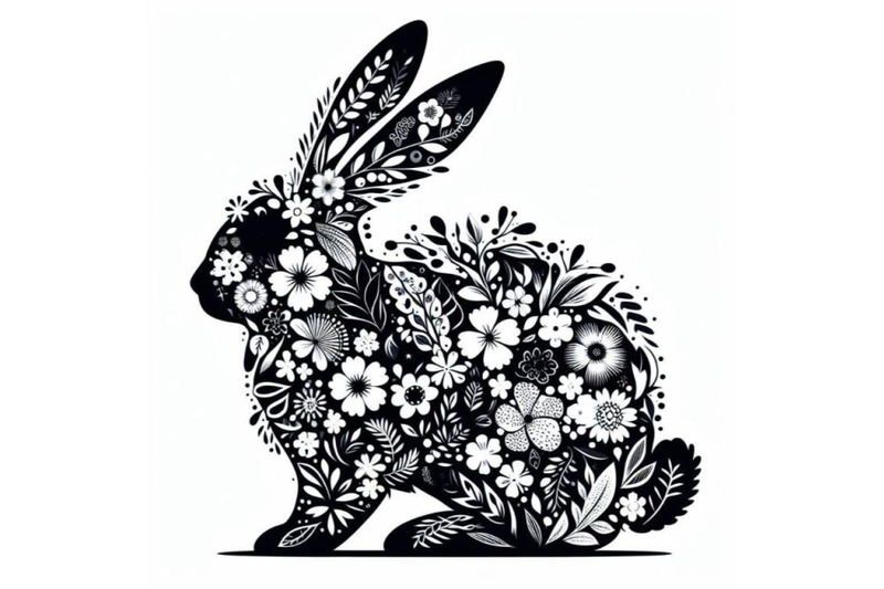 bundle-of-abstract-bunny-filled-with-flowers-and-leaves