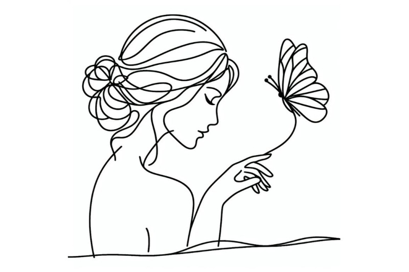 bundle-of-one-single-line-drawing-woman-with-butterfly-line-art-vector