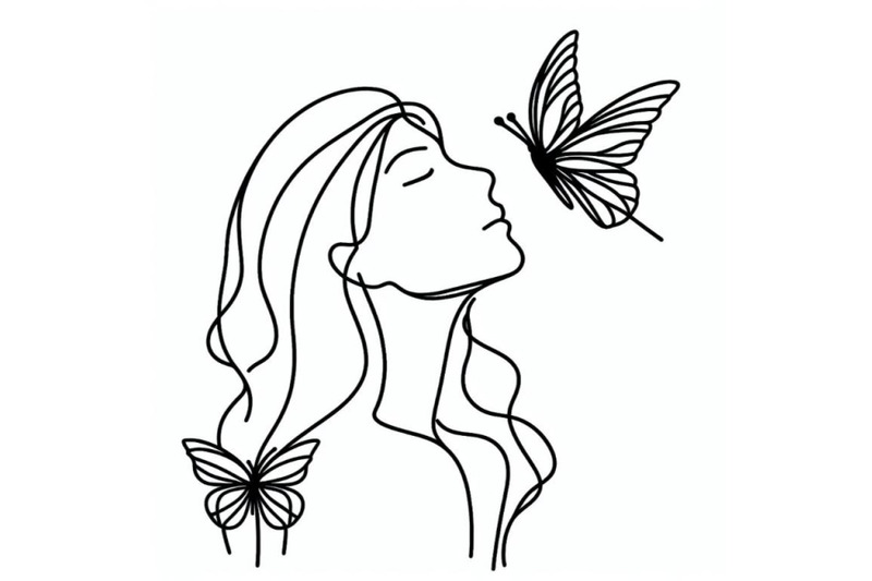 bundle-of-one-single-line-drawing-woman-with-butterfly-line-art-vector