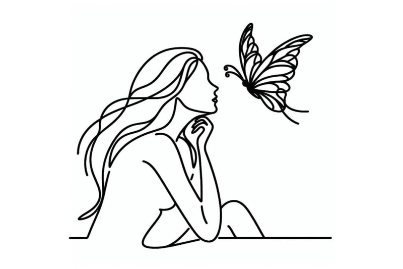 bundle-of-one-single-line-drawing-woman-with-butterfly-line-art-vector