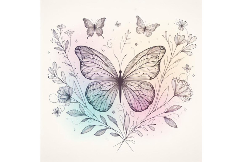 bundle-of-a-butterfly-line-art-and-pastel