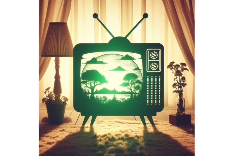 bundle-of-green-sihouette-of-retro-tv-on-white