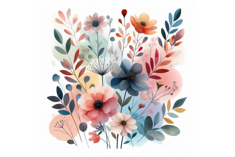 a-bundle-of-watercolor-minimal-flower-poster-colorful-background