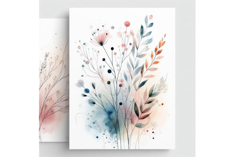 a-bundle-of-watercolor-minimal-flower-poster-colorful-background