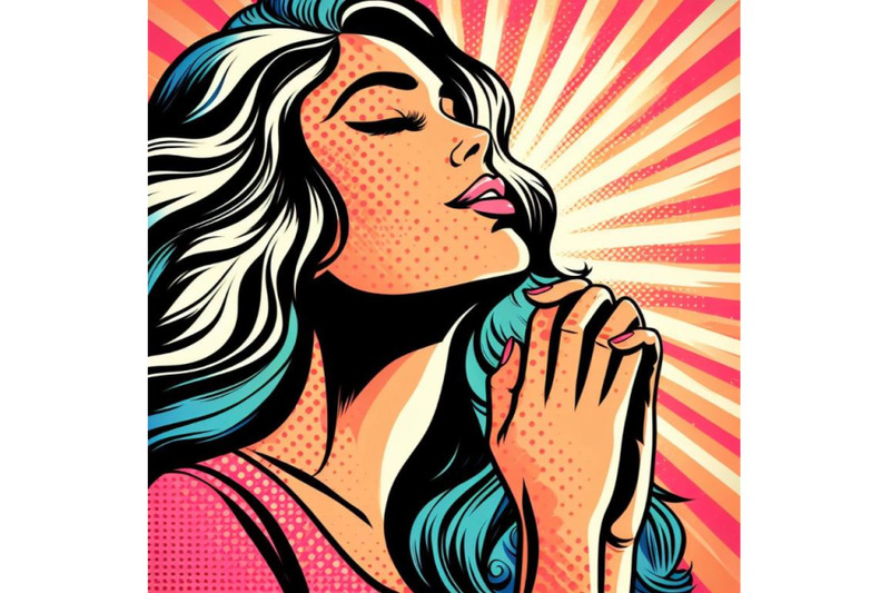 a-bundle-of-woman-prayer-joy-religion-pop-art-retro