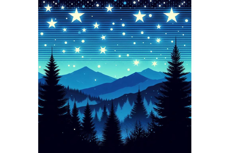 a-bundle-of-night-stars-holiday-blue-pop-art-background