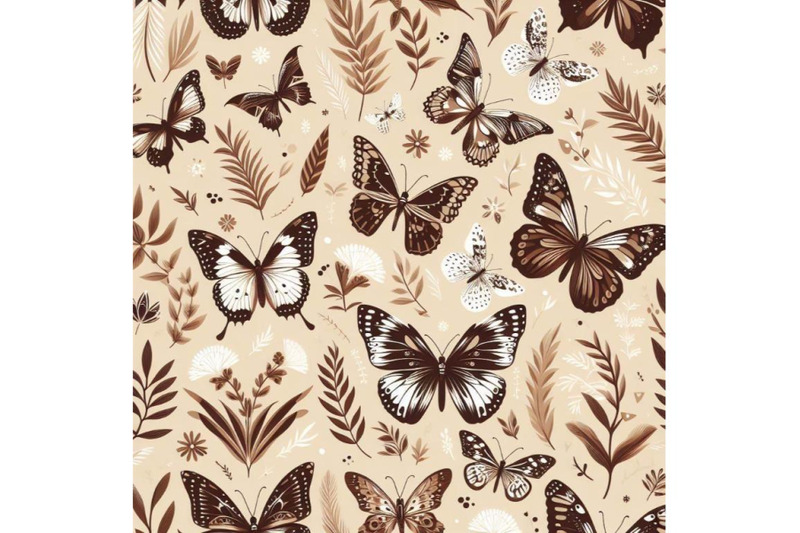 a-bundle-of-seamless-beige-pattern-with-white-and-brown-butterflies