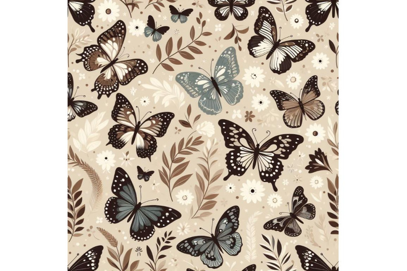 a-bundle-of-seamless-beige-pattern-with-white-and-brown-butterflies