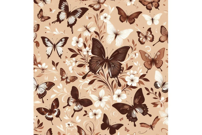 a-bundle-of-seamless-beige-pattern-with-white-and-brown-butterflies