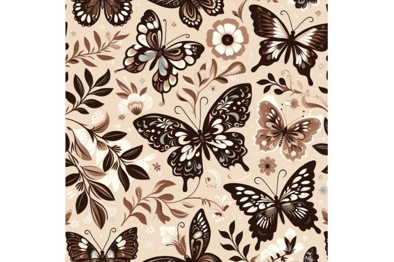 a-bundle-of-seamless-beige-pattern-with-white-and-brown-butterflies