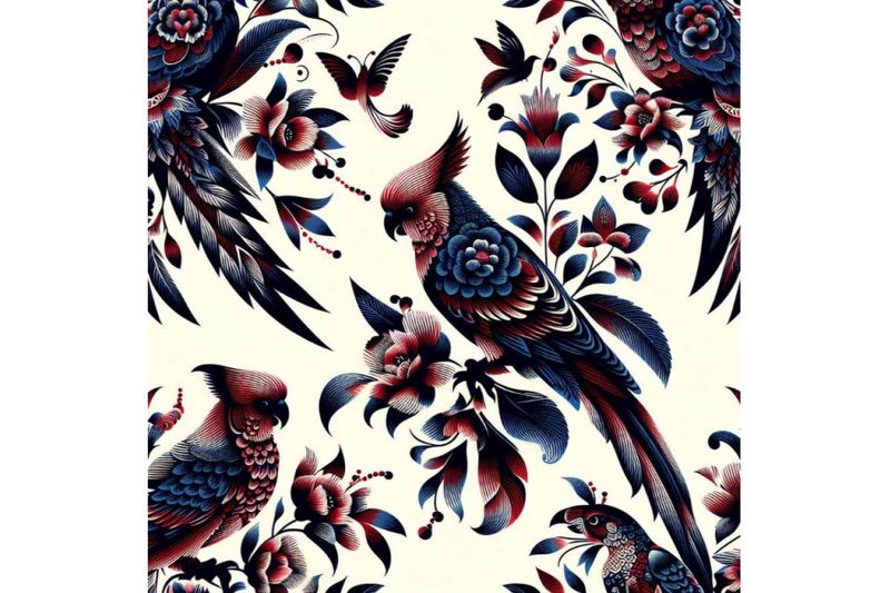 a-bundle-of-beautiful-vector-pattern-with-nice-rosella-bird-pattern