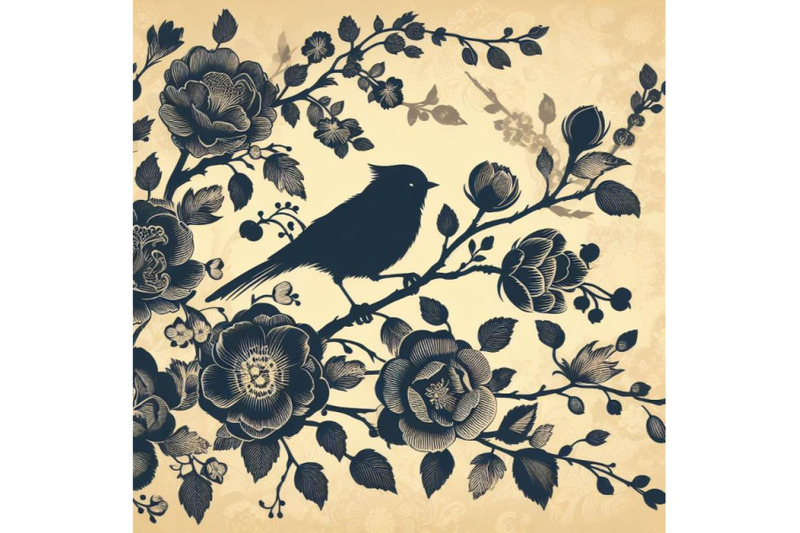 a-bundle-of-vintage-floral-card-bird-on-a-blooming-branch