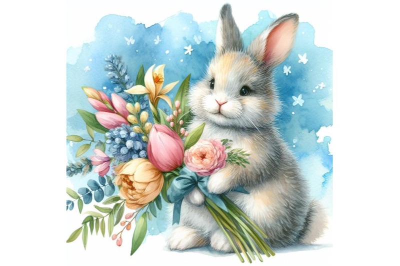 bundle-of-a-rabbit-bunny-with-a-bouquet-of-flowers