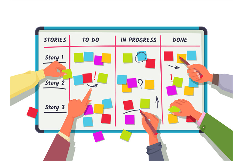 scrum-board-with-team-hands-task-management-workflow-agile-methodolo