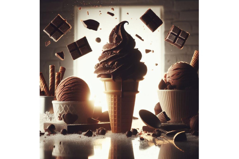 a-bundle-of-chocolate-ice-cream-cone-on-a-white-background