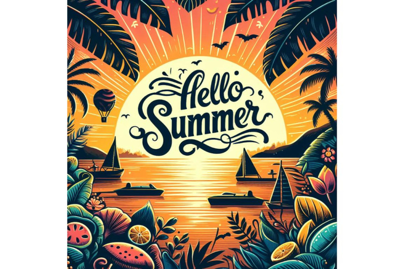 a-bundle-of-hello-summer-lettering-vector