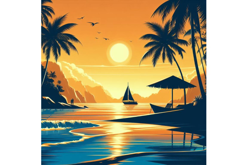 a-bundle-of-summer-beach-vector-wallpaper