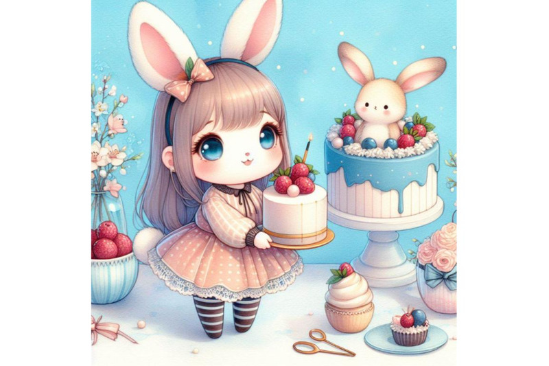 bundle-of-cute-little-bunny-girl-with-cake