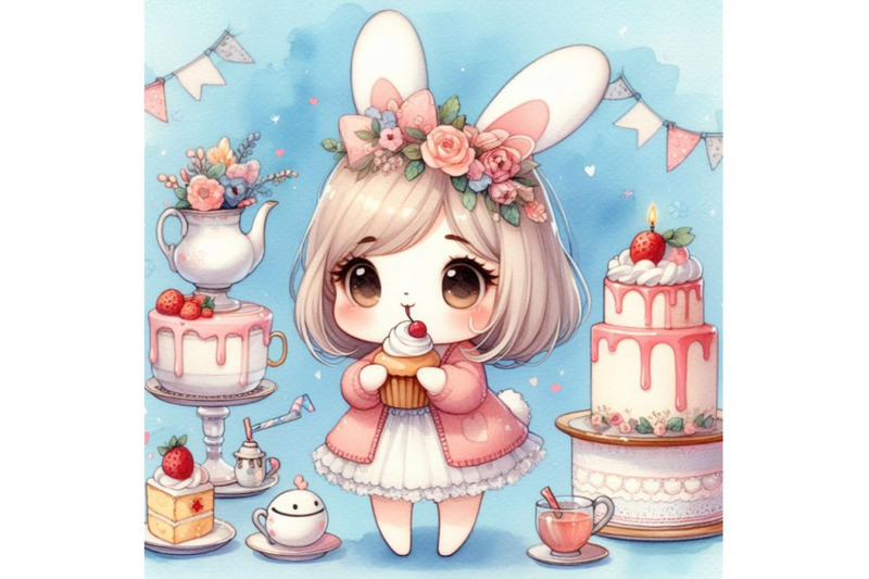 bundle-of-cute-little-bunny-girl-with-cake