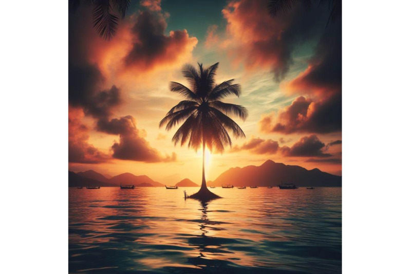 a-bundle-of-lonely-palm-tree-in-the-middle-of-ocean-on-background-of-s