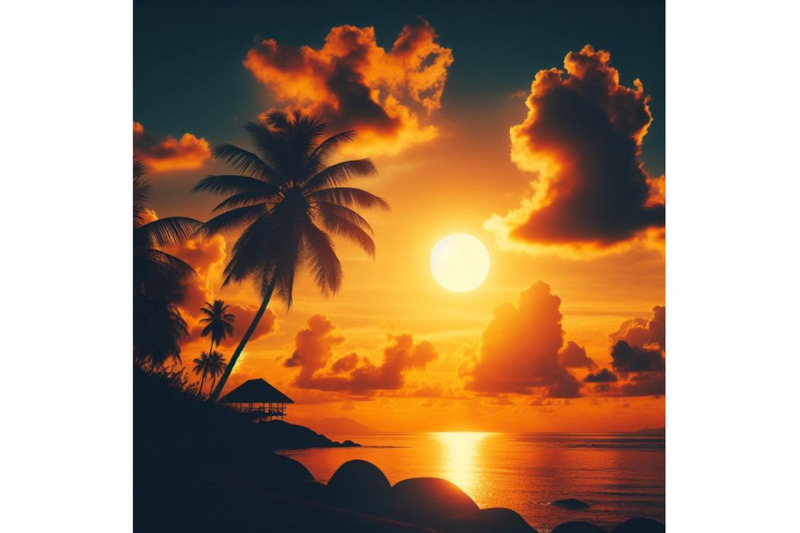 a-bundle-of-tropical-sunset-seascape-with-palm-tree-clouds-and-bright