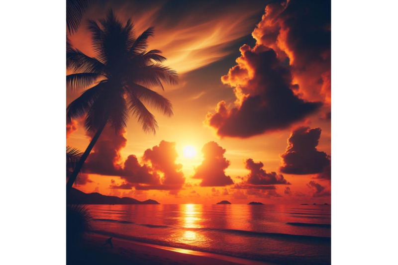 a-bundle-of-tropical-sunset-seascape-with-palm-tree-clouds-and-bright