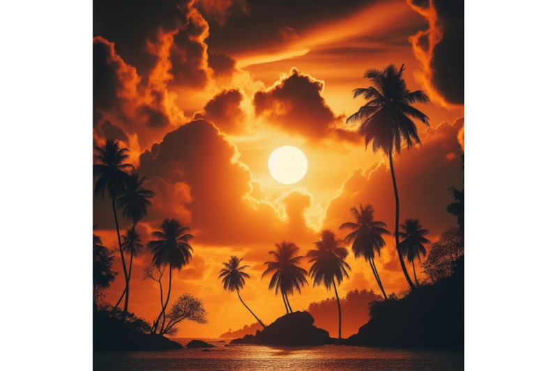 a-bundle-of-tropical-sunset-seascape-with-palm-tree-clouds-and-bright