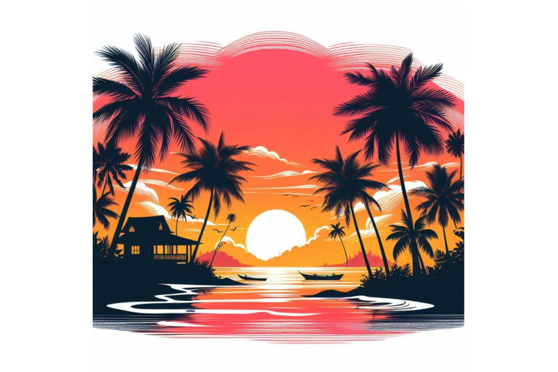 a-bundle-of-a-vector-drawing-represents-tropical-island-design