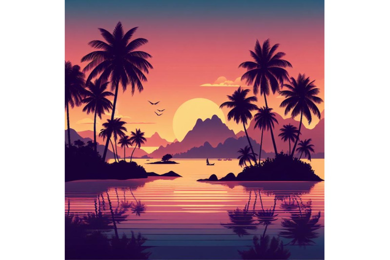 a-bundle-of-a-vector-drawing-represents-tropical-island-design