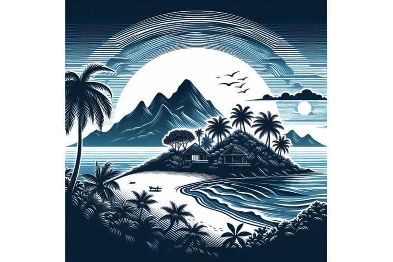 a-bundle-of-a-vector-drawing-represents-tropical-island-design