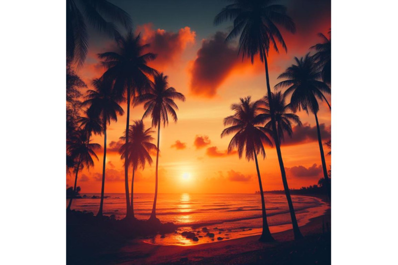 a-bundle-of-sunset-on-the-beach-silhouettes-of-palm-trees-on-beach-wi