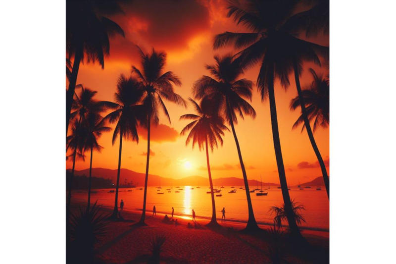 a-bundle-of-sunset-on-the-beach-silhouettes-of-palm-trees-on-beach-wi