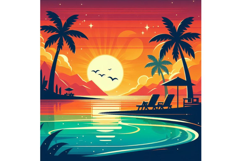 a-bundle-of-summer-vacation-on-a-beach-colorful-vector-background