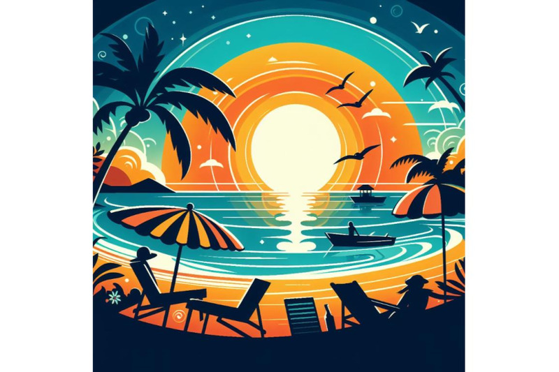 a-bundle-of-summer-vacation-on-a-beach-colorful-vector-background