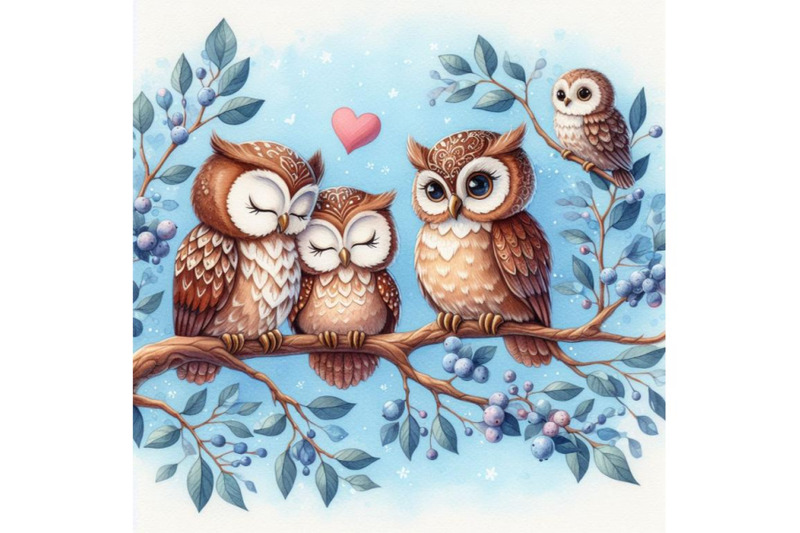 bundle-of-owls-in-love-sitting-on-branch