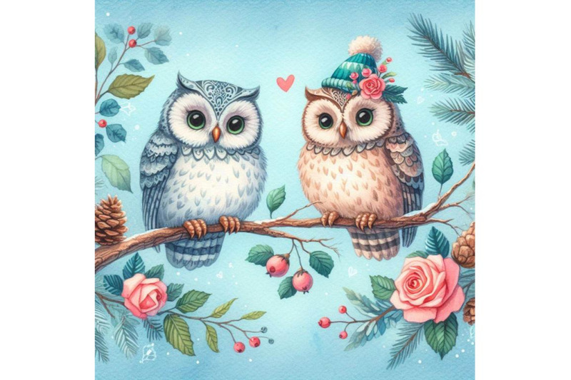 bundle-of-owls-in-love-sitting-on-branch