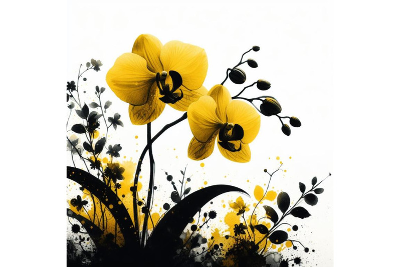 a-bundle-of-yellow-orchid-isolated-on-white-painted-in