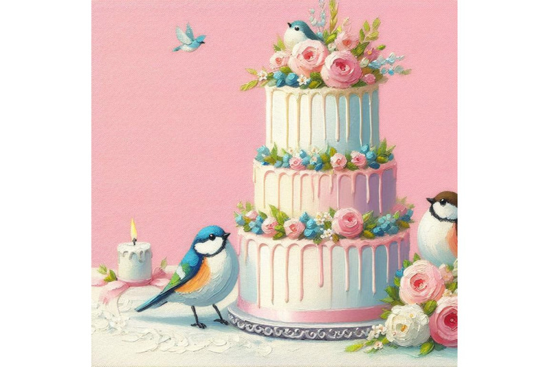 bundle-of-wedding-cake-with-cute-birds