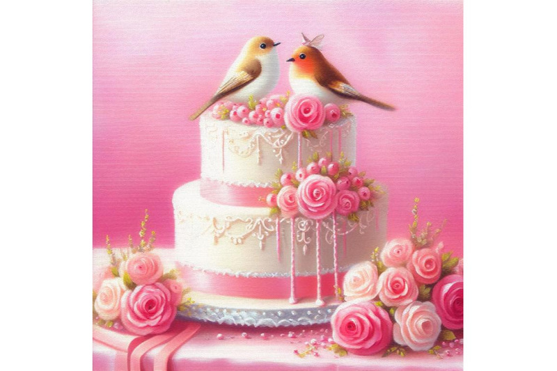 bundle-of-wedding-cake-with-cute-birds