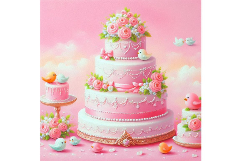 bundle-of-wedding-cake-with-cute-birds