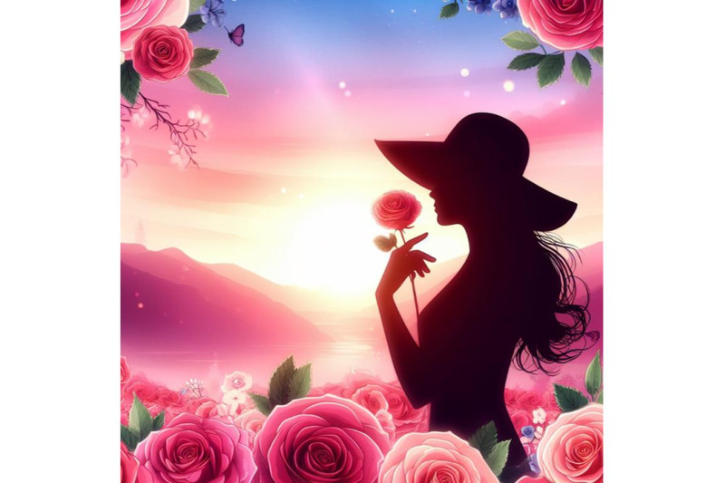 a-bundle-of-beautiful-girl-silhouette-with-rose