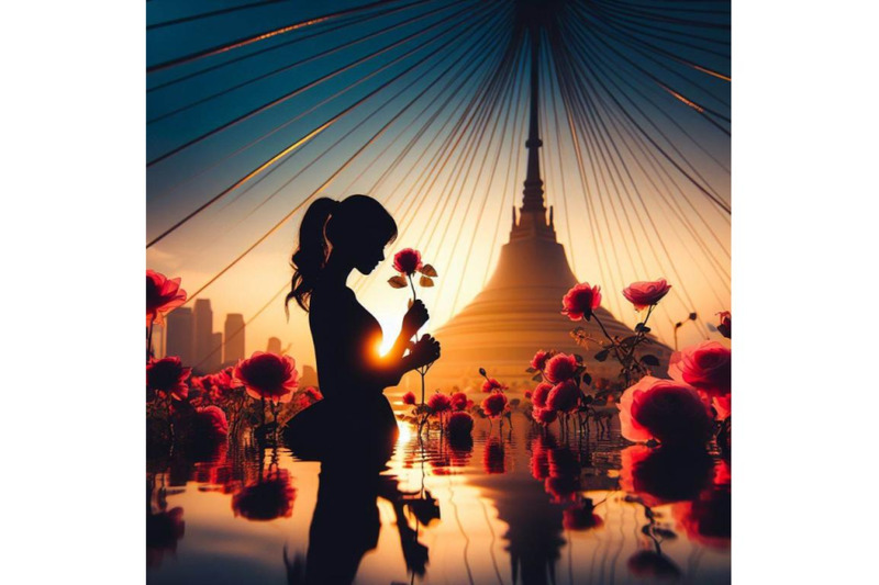 a-bundle-of-beautiful-girl-silhouette-with-rose