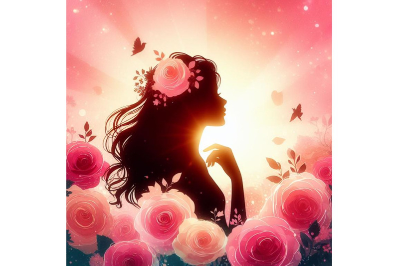 a-bundle-of-beautiful-girl-silhouette-with-rose