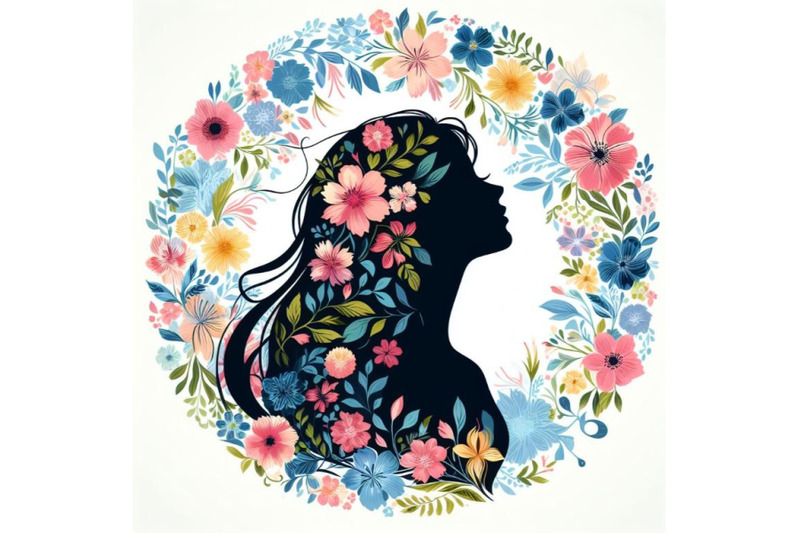 a-bundle-of-beautiful-spring-girl-silhouette-floral-woman-head-in-cir