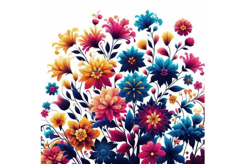 a-bundle-of-multi-colored-flowers-in-the-white-background