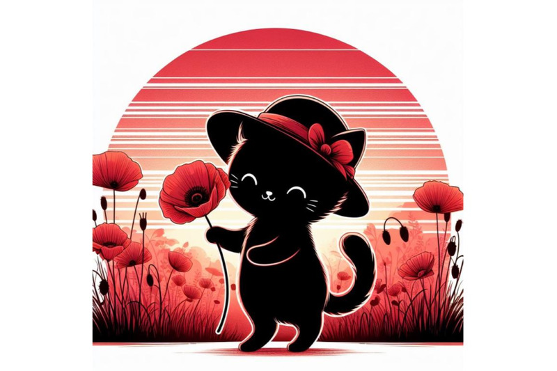 a-bundle-of-cute-cat-holding-a-red-poppy