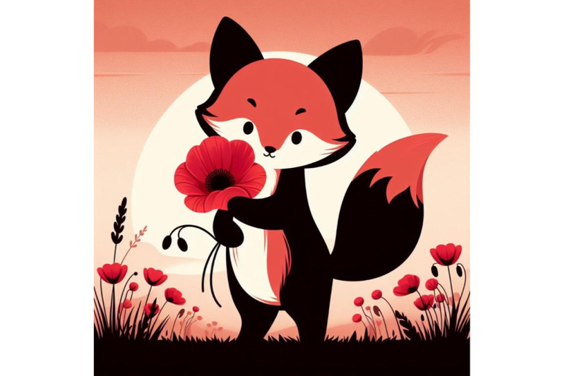 a-bundle-of-cute-fox-holding-a-red-poppy