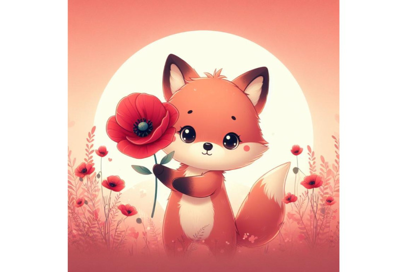 a-bundle-of-cute-fox-holding-a-red-poppy